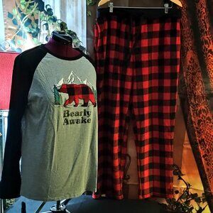 EUC: Holiday FamJam Sze XL Black & Red 'Bearly Awake' Pajama Set